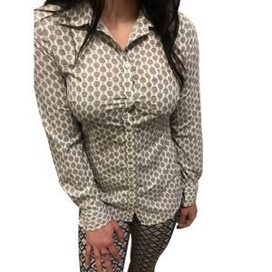 Merona Button Up Long Sleeve Shirt Gray Air Balloon Print